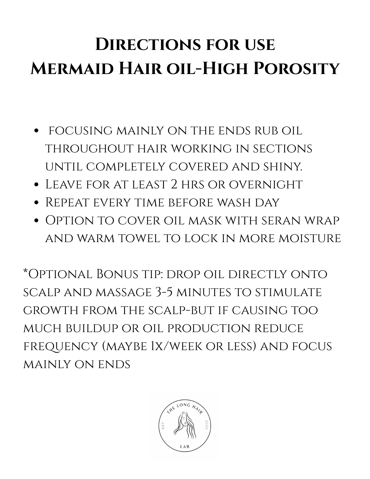 High Porosity Mermaid Hair Oil-Rich Formula